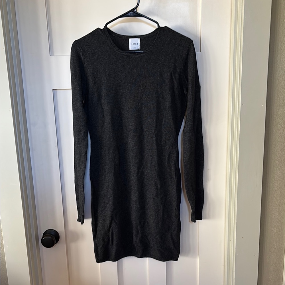 Leset Heather Gray Long Sleeve Sweater Dress